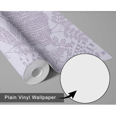 Papel de Parede Autocolante Esboço de Selva, Vinil Impermeável Removível, Roxo, Ideal para Inquilinos, Quarto e Sala de Jantar - S4Sassy 63,5 cm (L) × 304,8 cm (C) / Roxo - Vinil Liso
