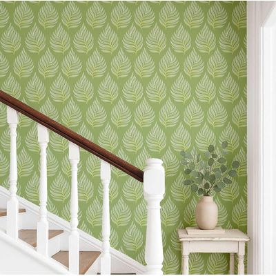 Papel de Parede Autoadesivo com Samambaias, Verde, Vinil Impermeável Removível para Locatários, Quarto e Sala de Jantar - S4Sassy 63,5 cm (L) × 609,6 cm (C) / Verde - Vinil Liso