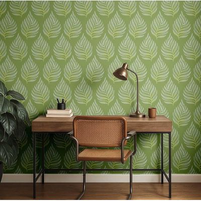 Papel de Parede Autoadesivo com Samambaias, Verde, Vinil Impermeável Removível para Locatários, Quarto e Sala de Jantar - S4Sassy 63,5 cm (L) × 609,6 cm (C) / Verde - Vinil Liso