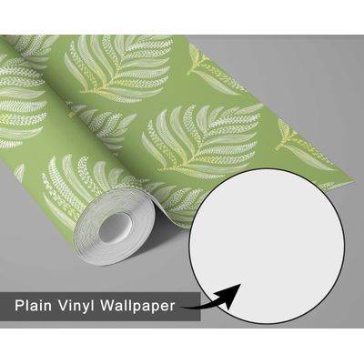 Papel de Parede Autoadesivo com Samambaias, Verde, Vinil Impermeável Removível para Locatários, Quarto e Sala de Jantar - S4Sassy 63,5 cm (L) × 609,6 cm (C) / Verde - Vinil Liso