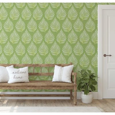 Papel de Parede Autoadesivo com Samambaias, Verde, Vinil Impermeável Removível para Locatários, Quarto e Sala de Jantar - S4Sassy 63,5 cm (L) × 609,6 cm (C) / Verde - Vinil Liso