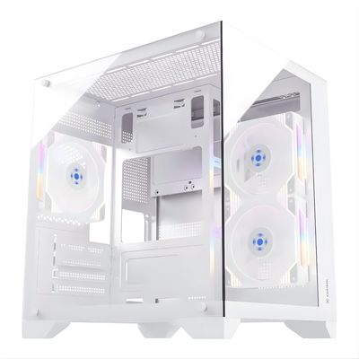Gabinete Gamer Aquario Clarity Branco vidro + 7 Fans LED RGB