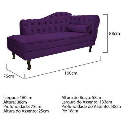 Kit Diva Recamier Diana 160Cm Lado Esquerdo E 02 Poltronas Julia Suede - Doce Sonho Móveis Roxo