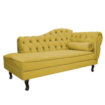 Kit Diva Recamier Diana 160Cm Lado Esquerdo E 02 Poltronas Julia Suede - Doce Sonho Móveis Amarelo
