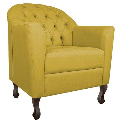 Kit Diva Recamier Diana 160Cm Lado Esquerdo E 02 Poltronas Julia Suede - Doce Sonho Móveis Amarelo