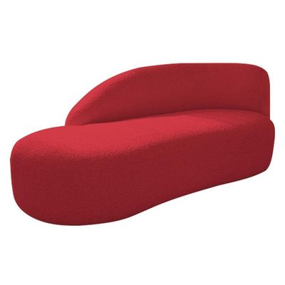Kit Divã Luna 160cm Lado Esquerdo E 01 Poltrona Base De Ferro Dourado Suede Cor Vermelho