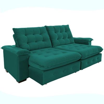 Sofá 4 Lugares Coliseu 2.60m Retrátil E Reclinável Super Pillow - Verde