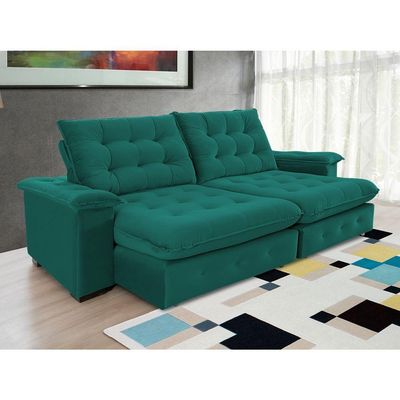 Sofá 4 Lugares Coliseu 2.60m Retrátil E Reclinável Super Pillow - Verde