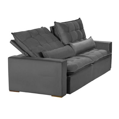 Sofá Modular 6 Lugares 2.90M Retrátil E Reclinável Cinza