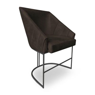 Kit 4 Poltronas Luxo Alana Suede Marrom Base Ferro Preto - Pallazio