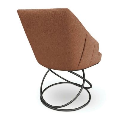 Kit 8 Poltronas Luxo Alana Bouclê Base Luxo Preto - Pallazio Cor Terracota