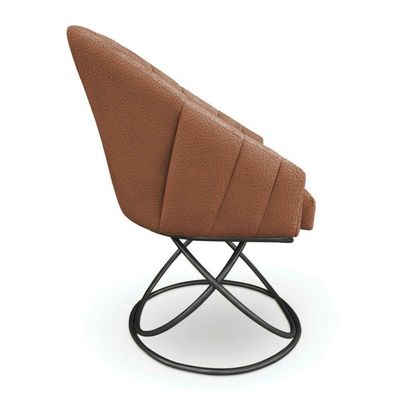 Kit 8 Poltronas Luxo Alana Bouclê Base Luxo Preto - Pallazio Cor Terracota
