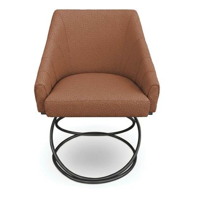 Kit 8 Poltronas Luxo Alana Bouclê Base Luxo Preto - Pallazio Cor Terracota