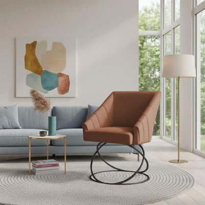 Kit 8 Poltronas Luxo Alana Bouclê Base Luxo Preto - Pallazio Cor Terracota