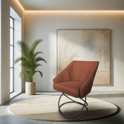Kit 8 Poltronas Luxo Alana Veludo Base Luxo Preto - Pallazio Cor Terracota