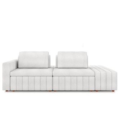 Sofá Ilha E Puff Sala Living 265cm Siesta M22 Boucle Branco - Mpozenato