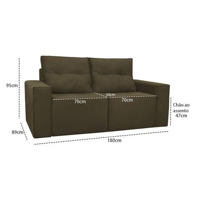 Sofá 2 Lugares Onix 1,80m Para Sala Confortavel Sued Herrero Cor:marrom Claro