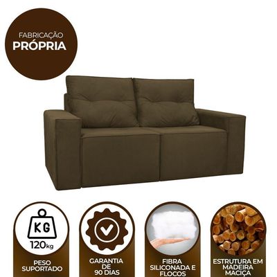 Sofá 2 Lugares Onix 1,80m Para Sala Confortavel Sued Herrero Cor:marrom Claro