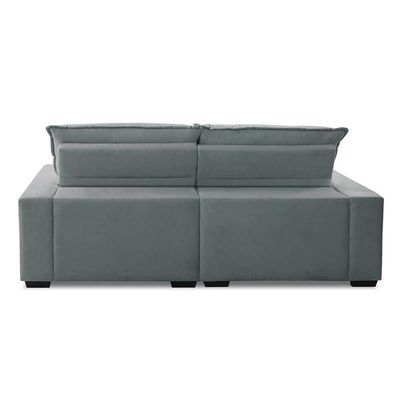 Sofa Retratil Reclinavel 2 Lugares 2,10m Atlantis Veludo Cinza Claro Lansofbr