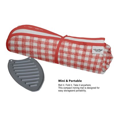 Tapete de Passar Magnético de Algodão - Lavável, Almofada de Fibra e Apoio para Ferro - Dobrável Leve p/ Mesa, Lav./Sec. - Vargottam 71,12 Cm × 121,92 Cm / Vermelho
