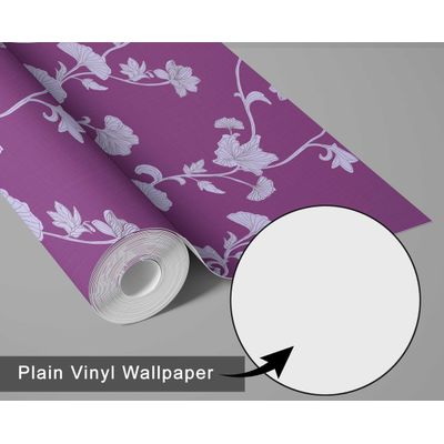 Revestimento de Parede Autoadesivo Removível Ginkgo Trepadeira, Mural Roxo Instantâneo para Quarto, Banheiro, Lavanderia e Closet - S4Sassy 63,5 cm (L) × 304,8 cm (C) / Roxo - Vinil Liso