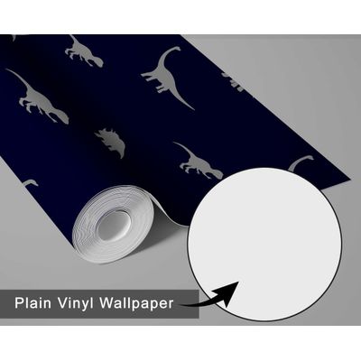 Papel de Parede Estampado de Dinossauro Azul, Vinil Autoadesivo Liso, Fácil Faça-Você-Mesmo para Quarto Infantil e Sala de Brincar - S4Sassy 63,5 cm (L) × 304,8 cm (C) / Azul - Vinil Liso