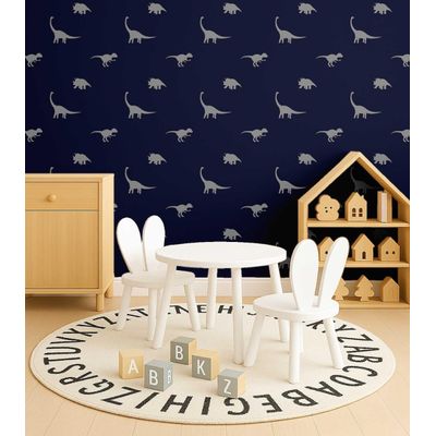 Papel de Parede Estampado de Dinossauro Azul, Vinil Autoadesivo Liso, Fácil Faça-Você-Mesmo para Quarto Infantil e Sala de Brincar - S4Sassy 63,5 cm (L) × 304,8 cm (C) / Azul - Vinil Liso
