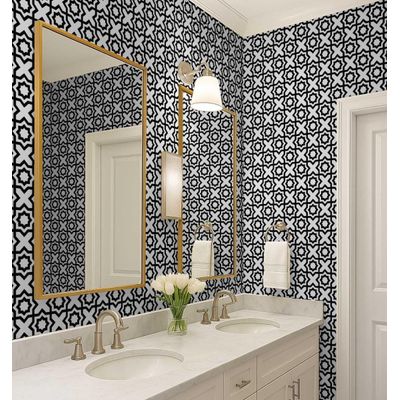 Papel de Parede Estrela Marroquina Moderna, Preto, Vinílico Autoadesivo, Fácil de Aplicar para Quarto, Armários e Ambientes - S4Sassy 63,5 cm (L) × 609,6 cm (C) / Preto - Vinil Liso