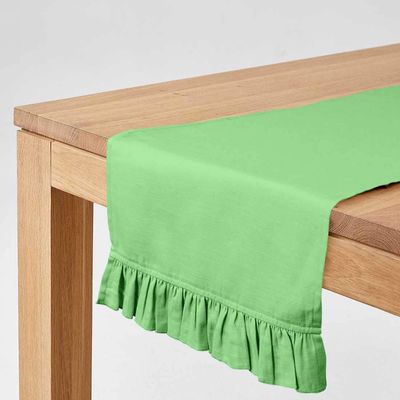 Caminho de Mesa Verde Estiloso para Decoração de Mesa, Casa, Casamento e Feriado - Vargottam 35,56 Cm (L) × 182,88 Cm (C) / Verde