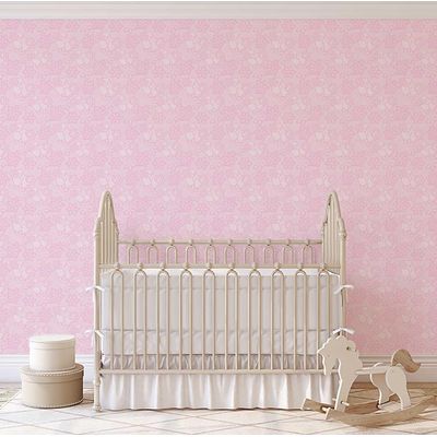Papel de Parede Cottage Floral Coração de Renda Rosa, Vinil Autoadesivo, Fácil Aplicação DIY para Quarto Farmhouse, Sala, Armários - S4Sassy 63,5 cm (L) × 914,4 cm (C) / Rosa - Vinil Liso