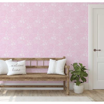 Papel de Parede Cottage Floral Coração de Renda Rosa, Vinil Autoadesivo, Fácil Aplicação DIY para Quarto Farmhouse, Sala, Armários - S4Sassy 63,5 cm (L) × 914,4 cm (C) / Rosa - Vinil Liso