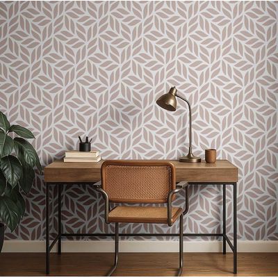 Papel de Parede Moderno Estampa Grade de Folhas Rosa, Vinil Autoadesivo, Revestimento Decorativo, Fácil DIY para Quarto e Armários - S4Sassy 63,5 cm (L) × 609,6 cm (C) / Rosa - Vinil Texturizado