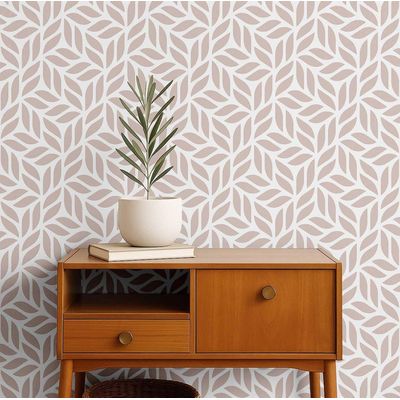 Papel de Parede Moderno Estampa Grade de Folhas Rosa, Vinil Autoadesivo, Revestimento Decorativo, Fácil DIY para Quarto e Armários - S4Sassy 63,5 cm (L) × 609,6 cm (C) / Rosa - Vinil Texturizado