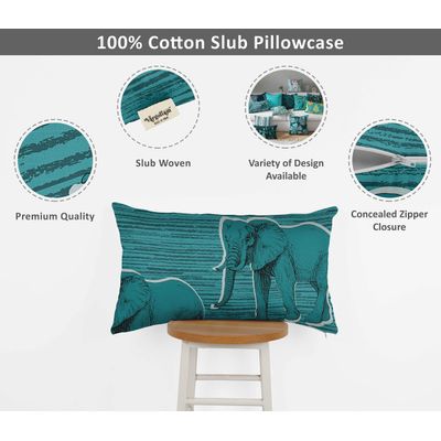 Capa de Almofada Estampada Tema Azul, Capas Decorativas para Almofadas - Vargottam 30,48 Cm × 60,96 Cm – Retangular / Azul