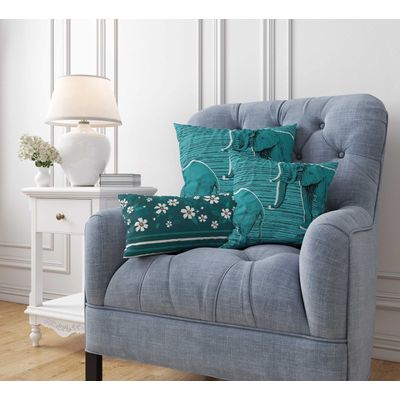 Capa de Almofada Estampada Tema Azul, Capas Decorativas para Almofadas - Vargottam 30,48 Cm × 60,96 Cm – Retangular / Azul