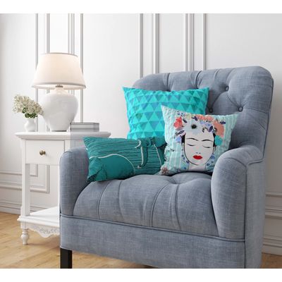 Capa de Almofada Estampada Tema Azul, Capas Decorativas para Almofadas - Vargottam 30,48 Cm × 60,96 Cm – Retangular / Azul