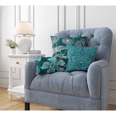Capas de Travesseiro e Almofada Decorativas Estampadas Tema Azul - Vargottam 35,56 Cm × 60,96 Cm – Retangular / Azul