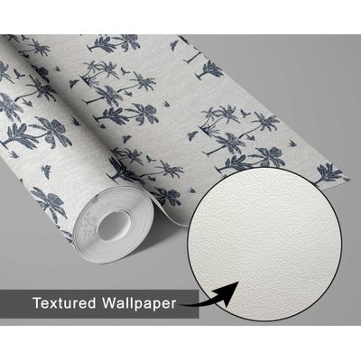 Mini Ilha de Palmeira Papel de Parede Cinza Autoadesivo de Vinil, DIY Fácil para Quarto, Sala, Armários - S4Sassy 63,5 cm (L) × 304,8 cm (C) / Cinza - Vinil Texturizado