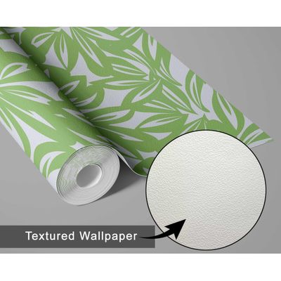 Papel de Parede Vinílico Autoadesivo Estampa Moderna de Folhas Tropicais Verde, Fácil Aplicação para Quarto, Armários e Ambientes - S4Sassy 63,5 cm (L) × 914,4 cm (C) / Verde - Vinil Texturizado