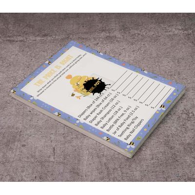 Jogo The Price Is Right para Chá de Bebê - Menina/Menino, Atividades e Decorações Tema Abelha - Pacote com 50 - Inkdotpot 12,7 Cm × 17,78 Cm / Branco