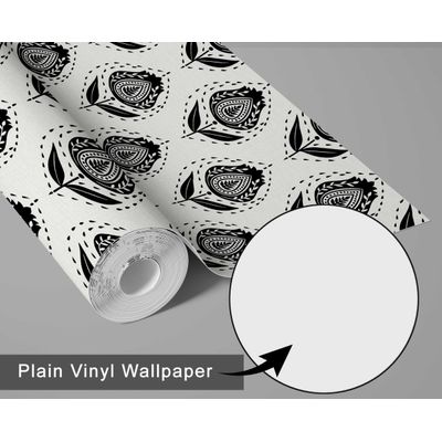 Papel de Parede Étnico Paisley Folha Estilo Asiático Vinílico Autoadesivo, Fácil DIY Para Quarto e Sala, Cinza - S4Sassy 63,5 cm (L) × 304,8 cm (C) / Cinza - Vinil Liso