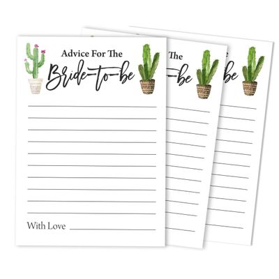 50 Cartões Quadrados em Branco para Jogo Cactus Taco'bout Love para Chá de Noiva e Despedida de Solteira - Inkdotpot 12,7 Cm × 17,78 Cm / Branco - Cartão de Conselho