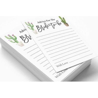50 Cartões Quadrados em Branco para Jogo Cactus Taco'bout Love para Chá de Noiva e Despedida de Solteira - Inkdotpot 12,7 Cm × 17,78 Cm / Branco - Cartão de Conselho