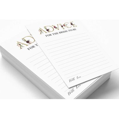 50 Cartões Florais Quadrados em Branco para Chá de Noiva e Despedida de Solteira para Preencher Ideias de Presente - Inkdotpot 12,7 Cm × 17,78 Cm / Branco - Cartão de Conselho