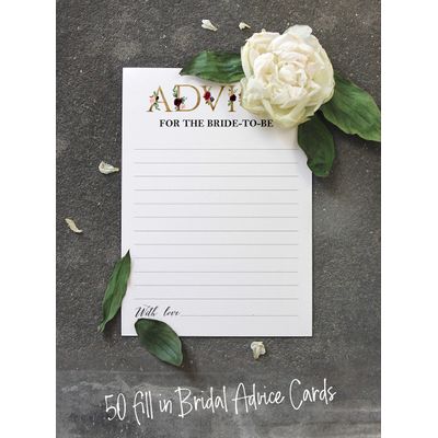 50 Cartões Florais Quadrados em Branco para Chá de Noiva e Despedida de Solteira para Preencher Ideias de Presente - Inkdotpot 12,7 Cm × 17,78 Cm / Branco - Cartão de Conselho