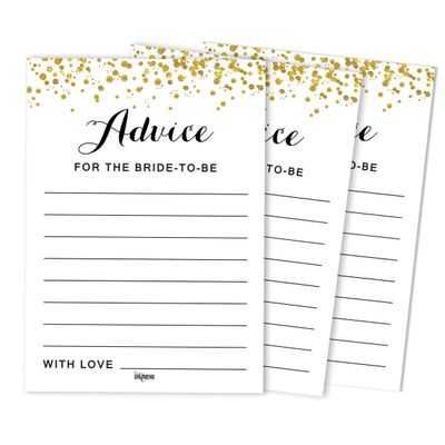 Cartões de Jogo Quadrados em Branco para Ideias de Presentes, 50 Un., Confete Dourado para Chá de Noiva/Despedida de Solteira - Inkdotpot 12,7 Cm × 17,78 Cm / Branco - Esmalte ou Filme