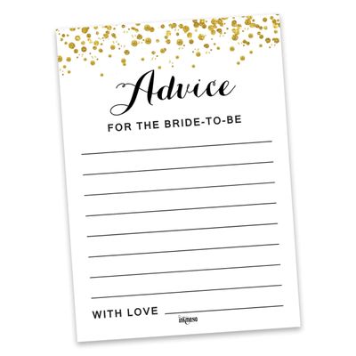 Cartões de Jogo Quadrados em Branco para Ideias de Presentes, 50 Un., Confete Dourado para Chá de Noiva/Despedida de Solteira - Inkdotpot 12,7 Cm × 17,78 Cm / Branco - Esmalte ou Filme