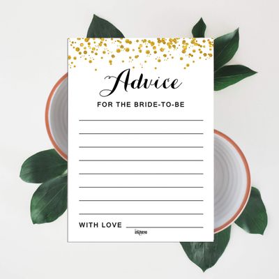 Cartões de Jogo Quadrados em Branco para Ideias de Presentes, 50 Un., Confete Dourado para Chá de Noiva/Despedida de Solteira - Inkdotpot 12,7 Cm × 17,78 Cm / Branco - Esmalte ou Filme