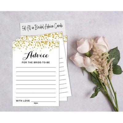 Cartões de Jogo Quadrados em Branco para Ideias de Presentes, 50 Un., Confete Dourado para Chá de Noiva/Despedida de Solteira - Inkdotpot 12,7 Cm × 17,78 Cm / Branco - Esmalte ou Filme