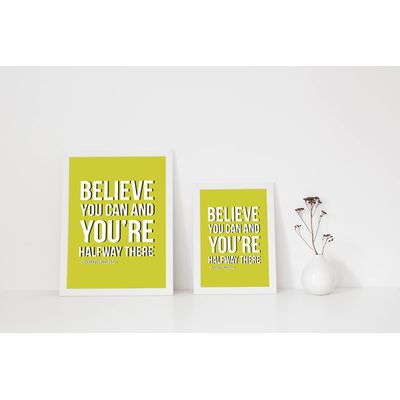 Quadro Motivacional 'Acredite Que Você Pode e Está na Metade do Caminho' Casa/Escritório 1 Unid. com Moldura Preta Verde - Inkdotpot 20,32 Cm × 25,4 Cm / Somente Pôster